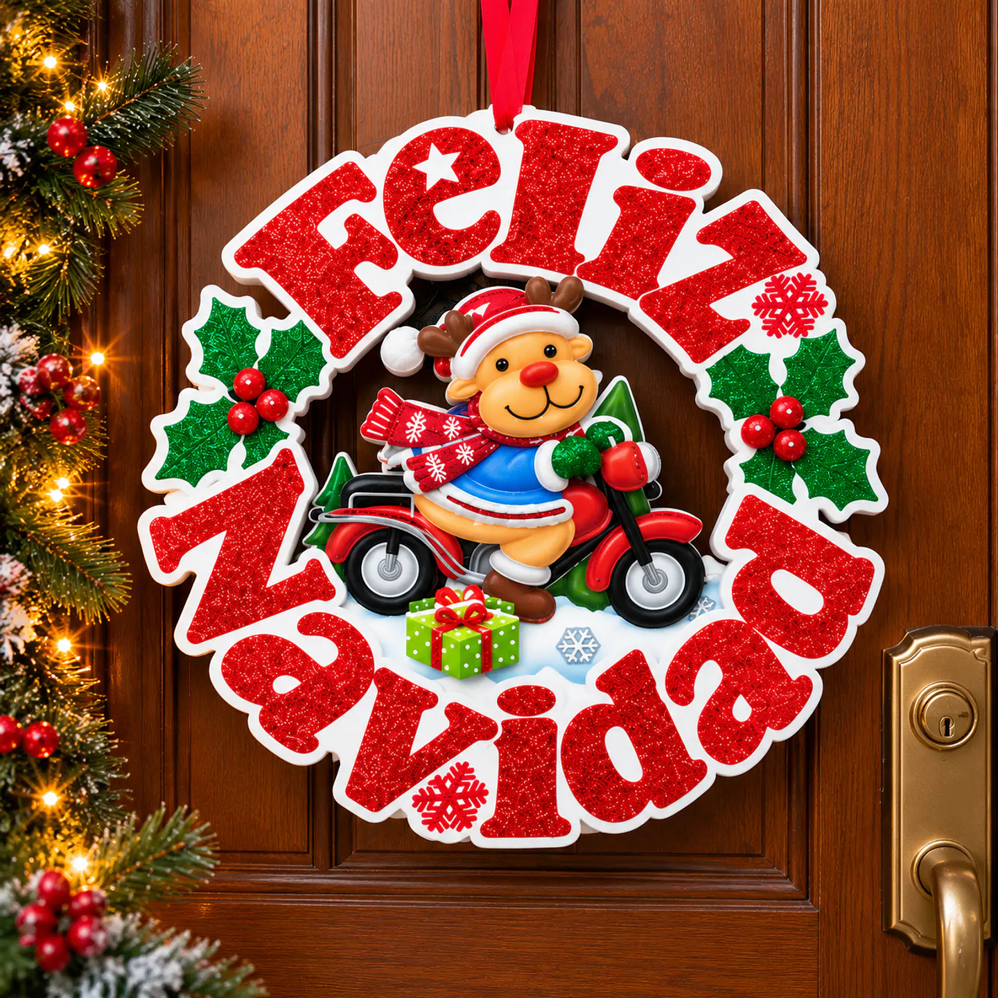 Corona Navideña Decorativa 3D 35 cm para Puerta y Hogar 2