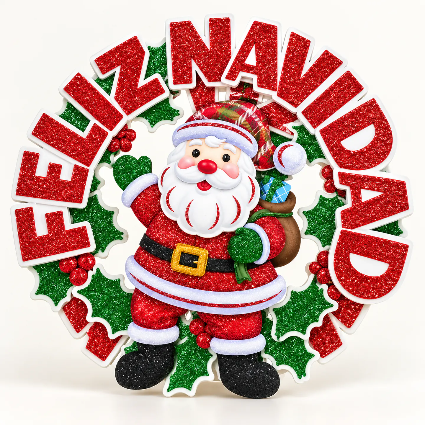 Corona Navideña Decorativa 3D 35 cm para Puerta y Hogar 12