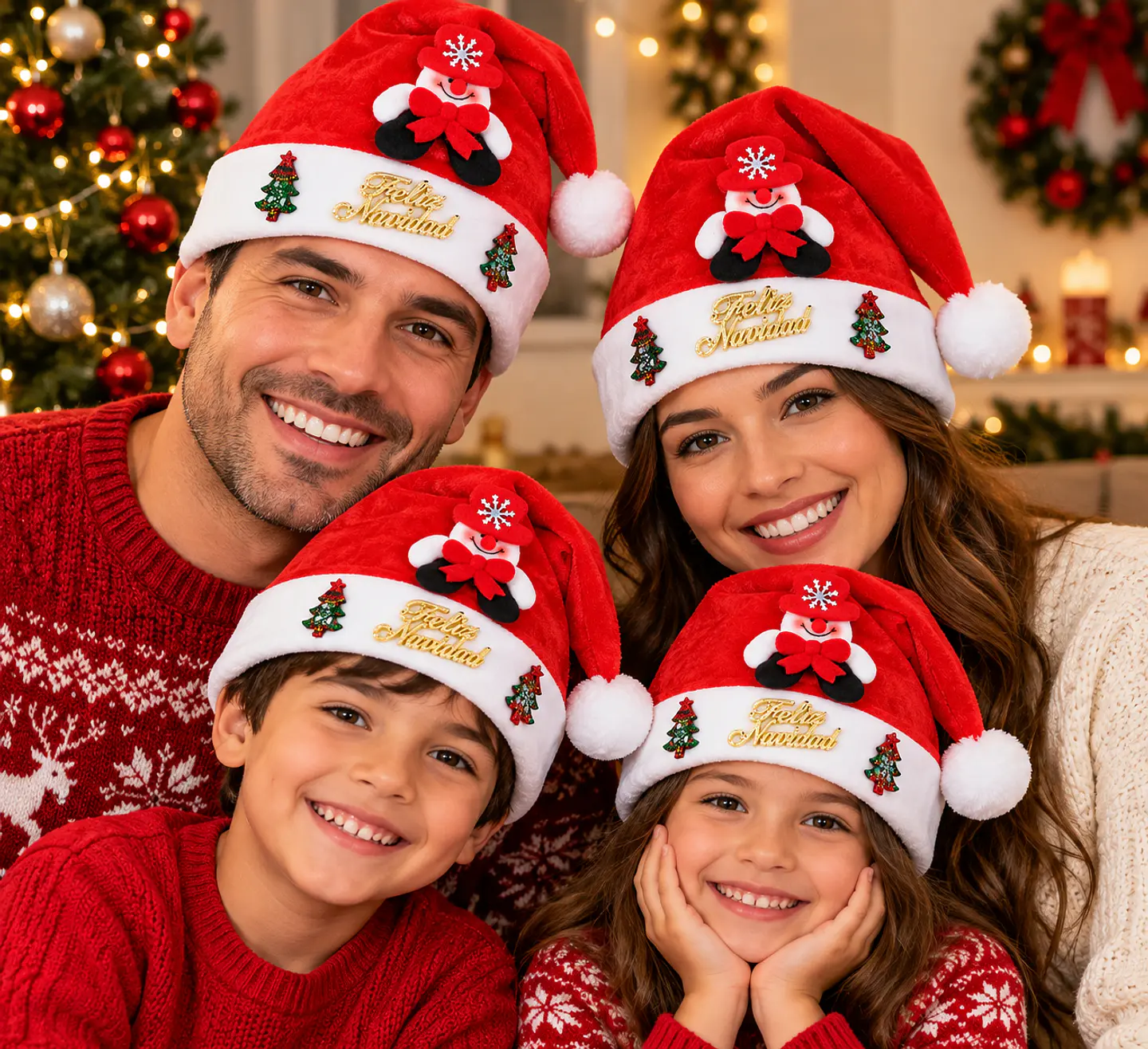 Gorro Pascuero Navideño Rojo mono de nieve – Feliz Navidad 3
