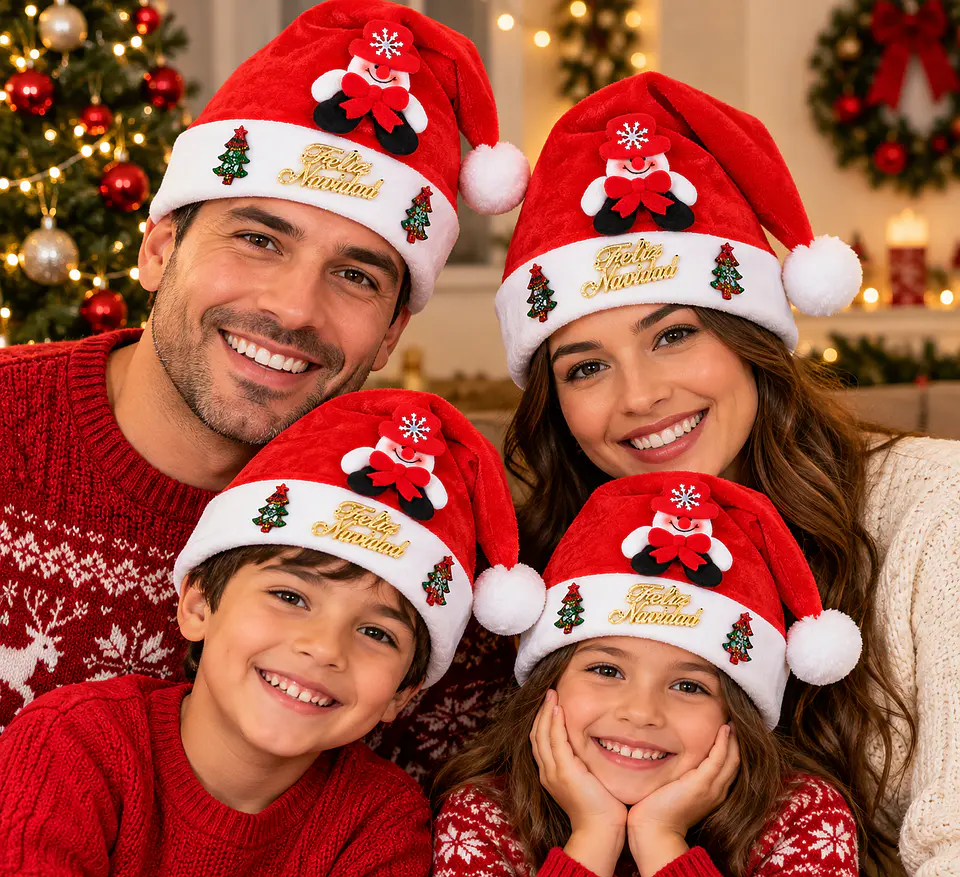 Gorro Pascuero Navideño Rojo mono de nieve – Feliz Navidad 3