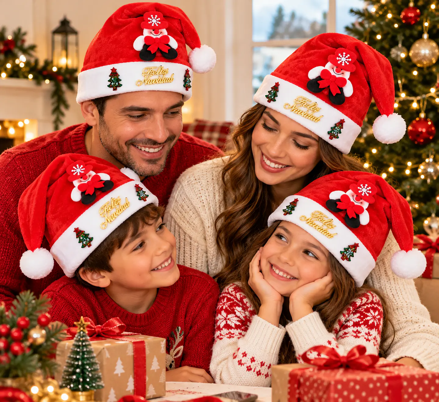 Gorro Pascuero Navideño Rojo mono de nieve – Feliz Navidad 4
