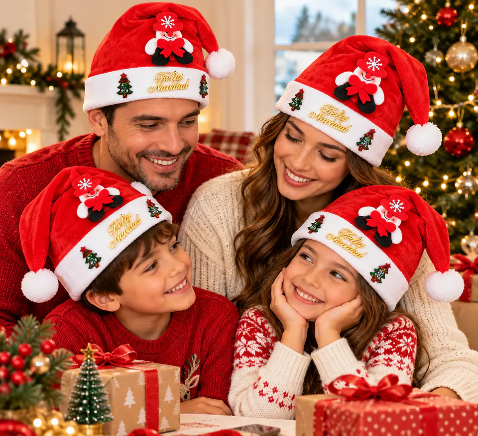 Gorro Pascuero Navideño Rojo mono de nieve – Feliz Navidad 4
