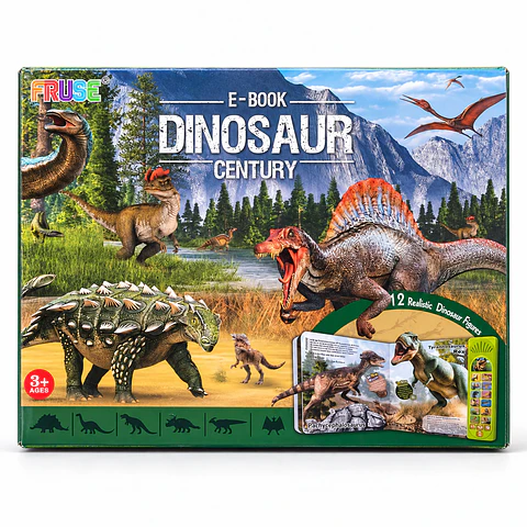 Set 12 Dinosaurios Realistas con Libro Interactivo FRUSE