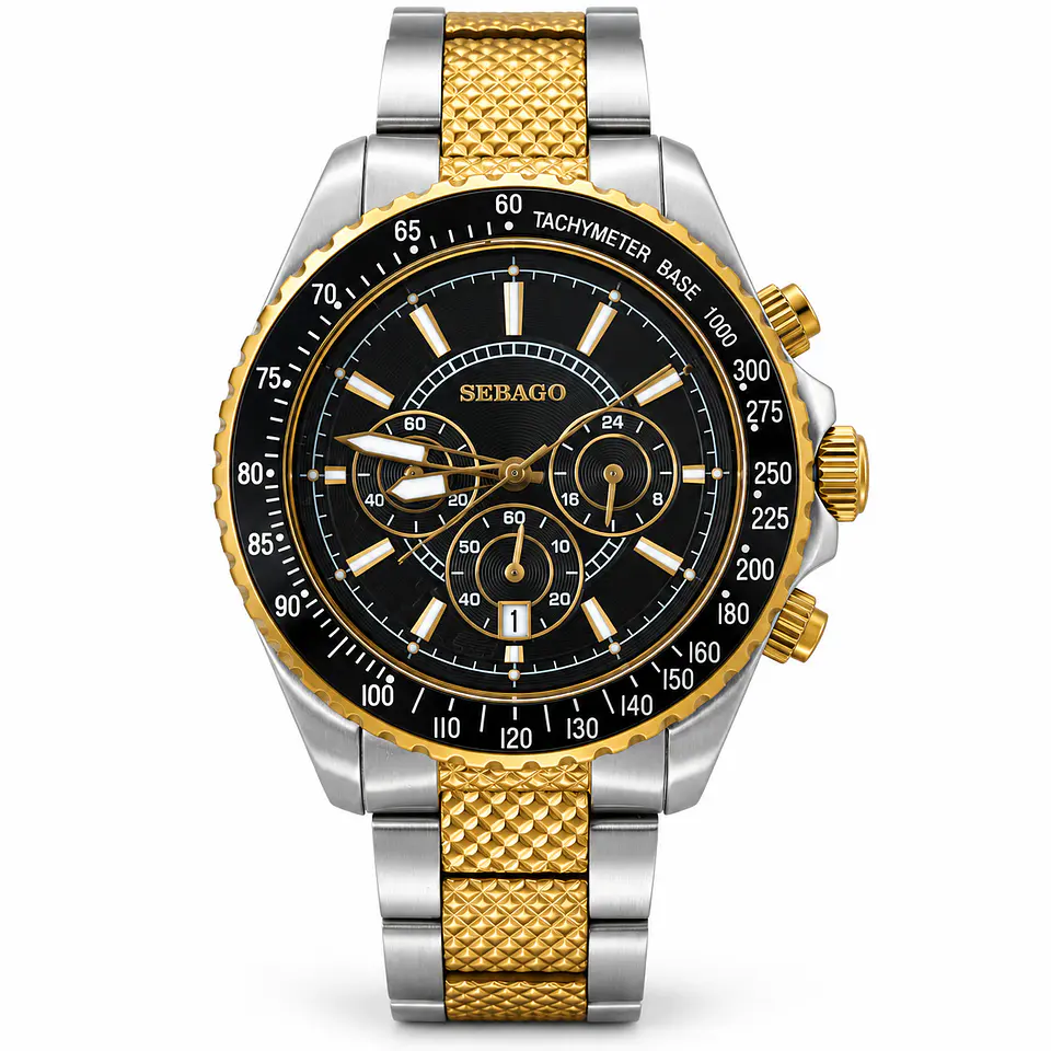 RELOJ SEBAGO HOMBRE BICOLOR PLATEADO Y DORADO 2