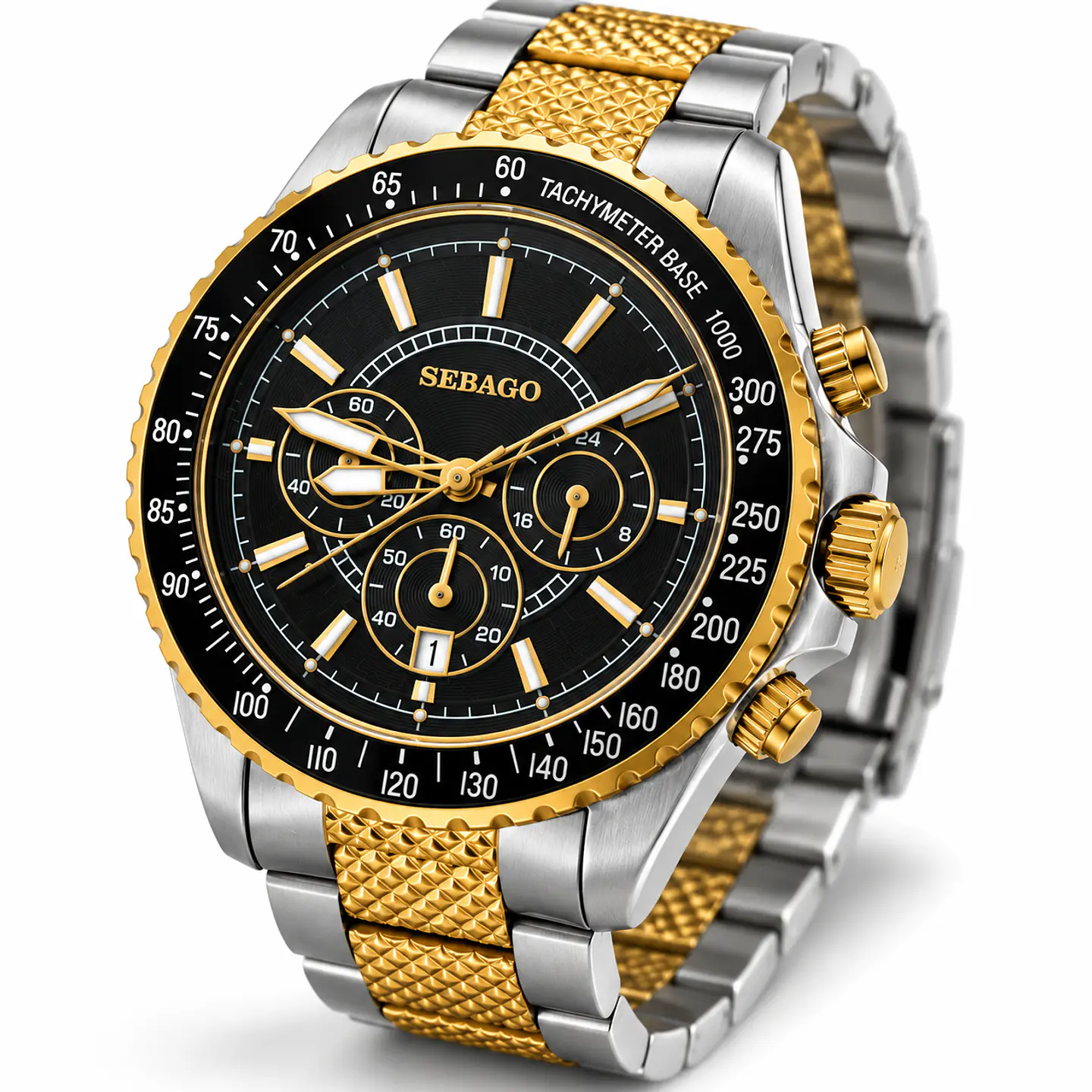 RELOJ SEBAGO HOMBRE BICOLOR PLATEADO Y DORADO 1