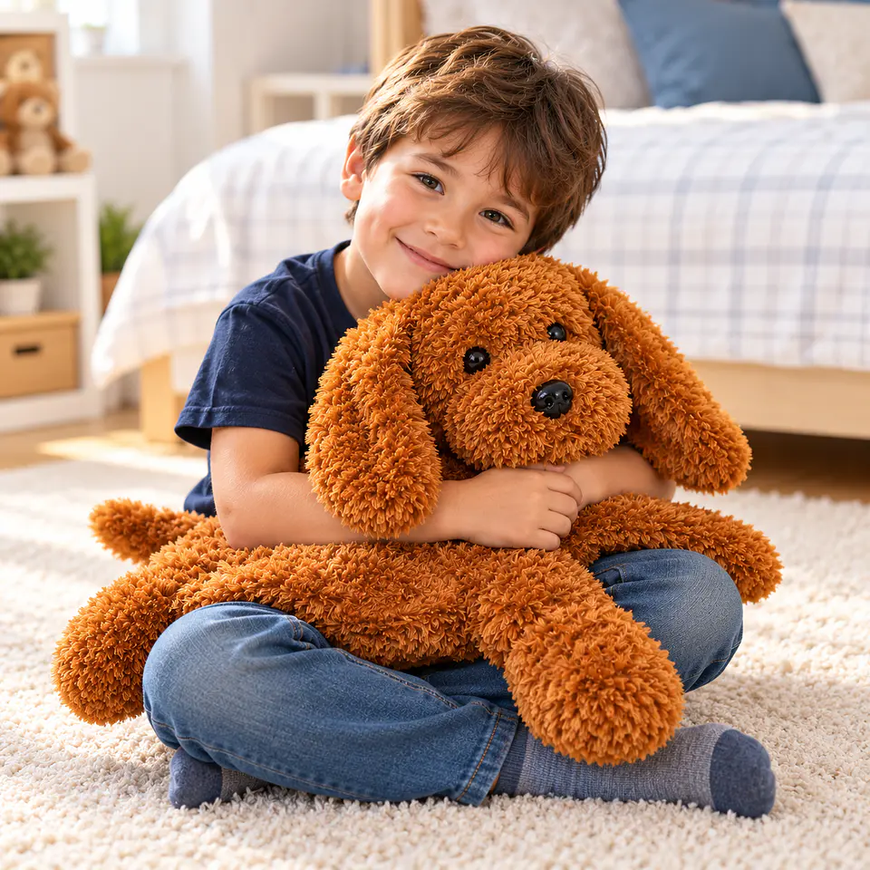 Peluche Perrito Sensorial De Apego Con Peso 2 Kg Café 2