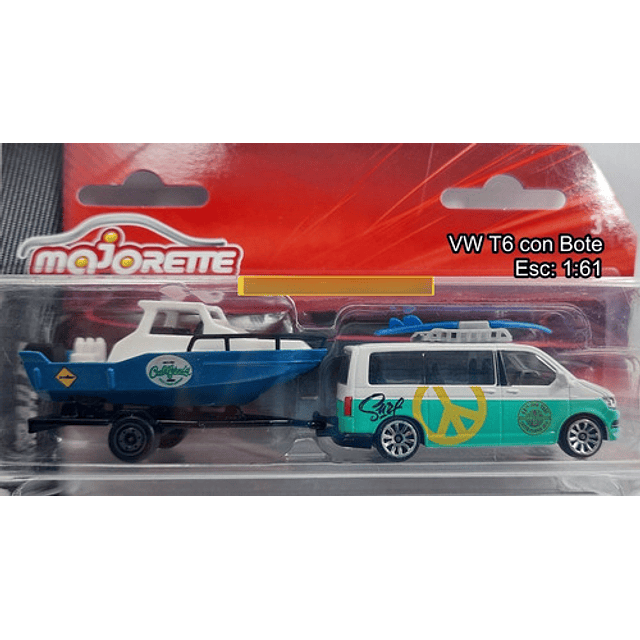 Volkswagen T6 Con Bote A Escala Marca Majorette