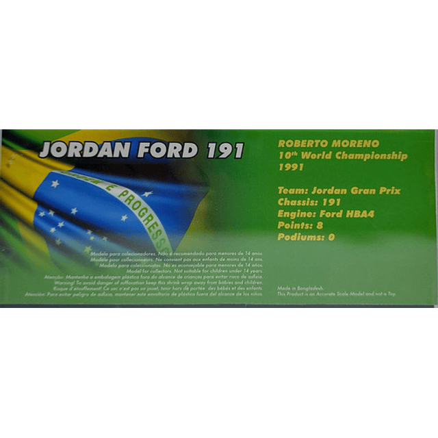 Roberto Moreno, Jordan Ford 191,  1991, Formula 1, A Escala 1-43 