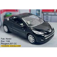 Peugeot 207cc negro , Escala 1/64, Marca Norev 