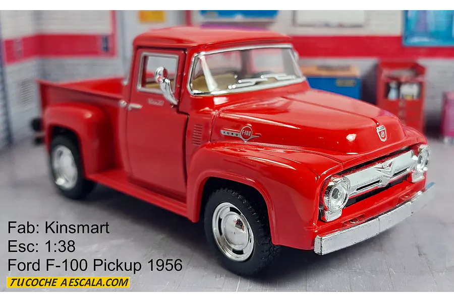 FORD F 100 1956, Escala 1/38 ROJO  De Colección