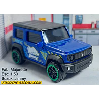 SUZUKI JIMNY azul con lineas , Escala 1:64, Marca MAJORETTE