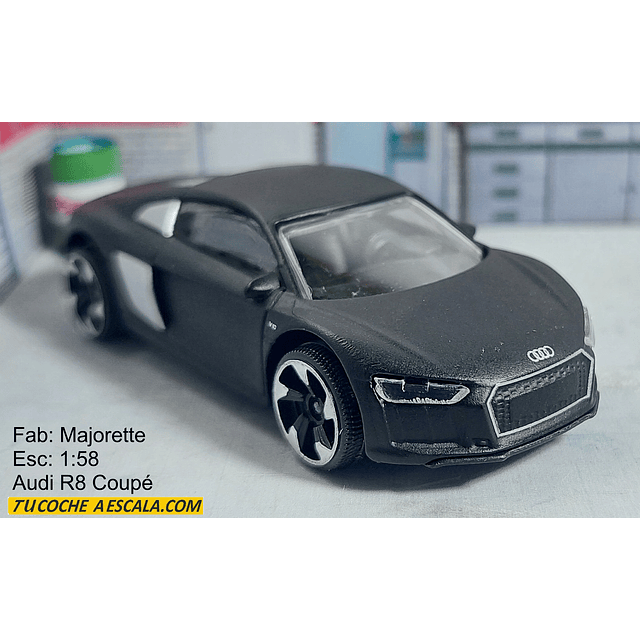 AUDI R8 NEGRO , Escala 1:64, Marca MAJORETTE