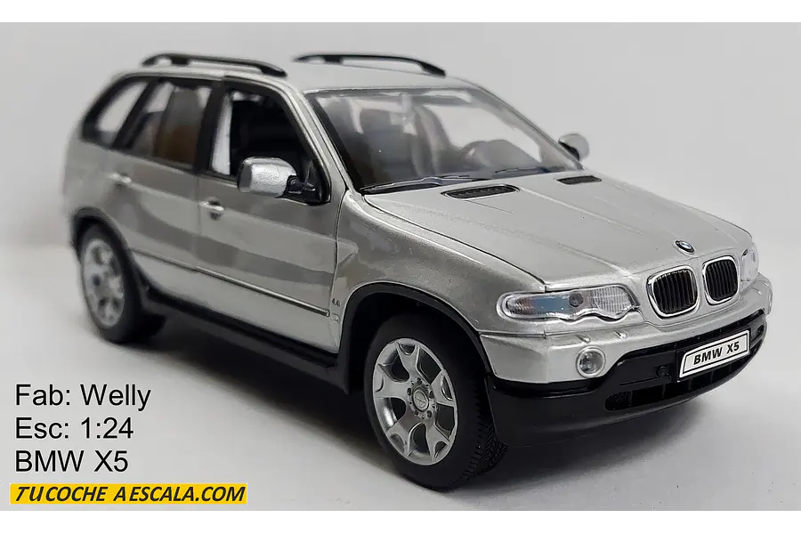 Bmw X5 COLOR PLATA Escala 1/24, marca welly