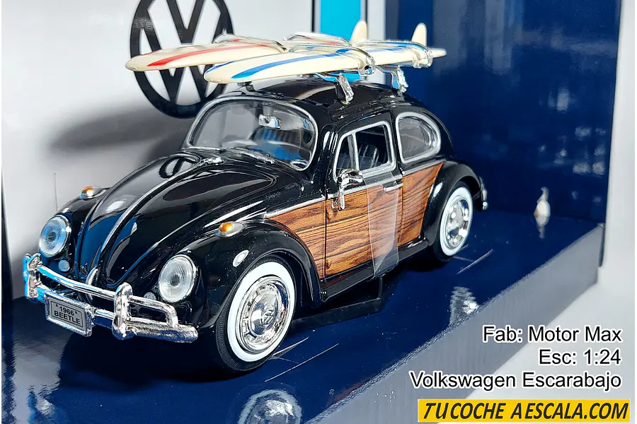 Volkswagen Escarabajo con tablas de surf, Escala 1/24,de Colección