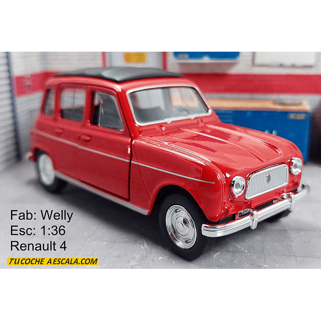 Renault 4 ROJO Escala 1/36 , Marca Welly