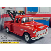 Grua Chevrolet Stepside roja 1955 Escala 1/36 Marca Welly
