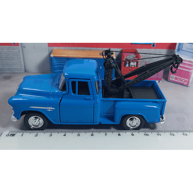 Grua Chevrolet Stepside Tow Truck 1955 Azul Carro A Escala Marca Welly