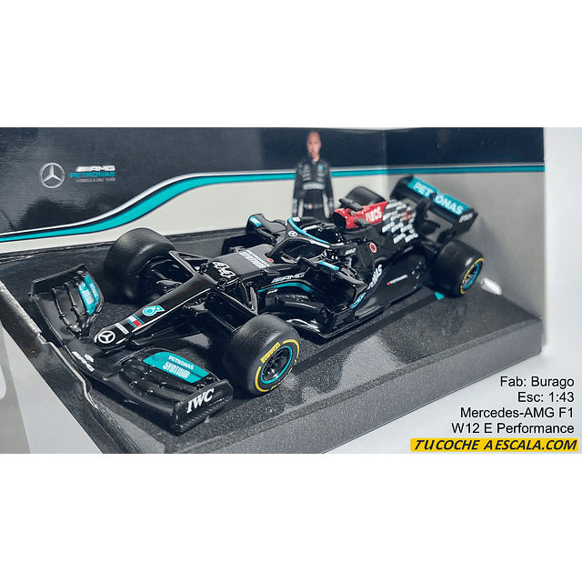 Mercedes-amg F1 W12 E lewis hamilton en caja de carton  1-43 Carro Escala