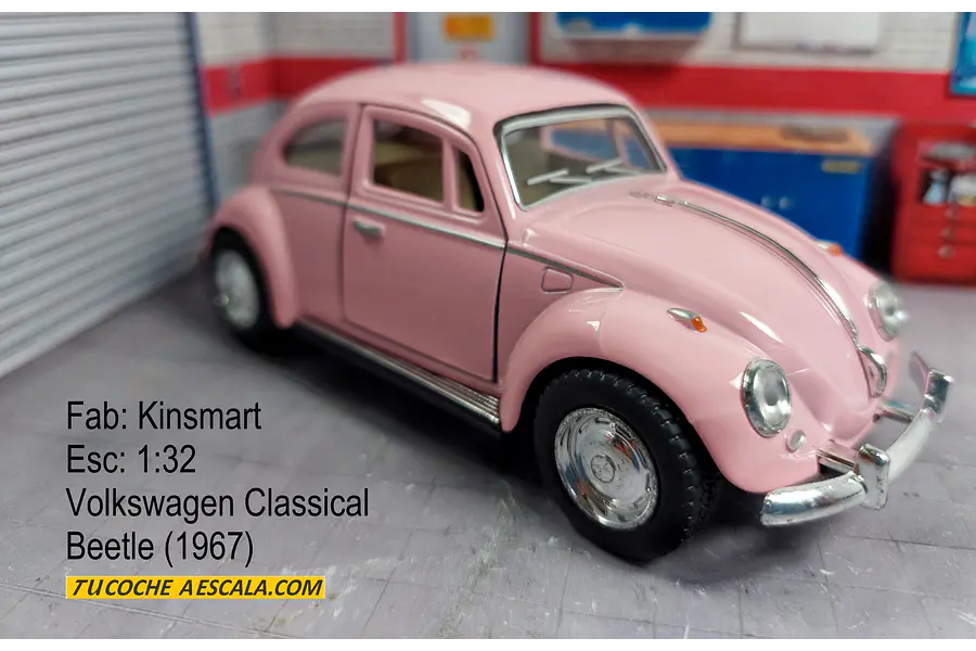 VOLKSWAGEN ESCARABAJO ROSADO , En Escala 1/32, De Colección