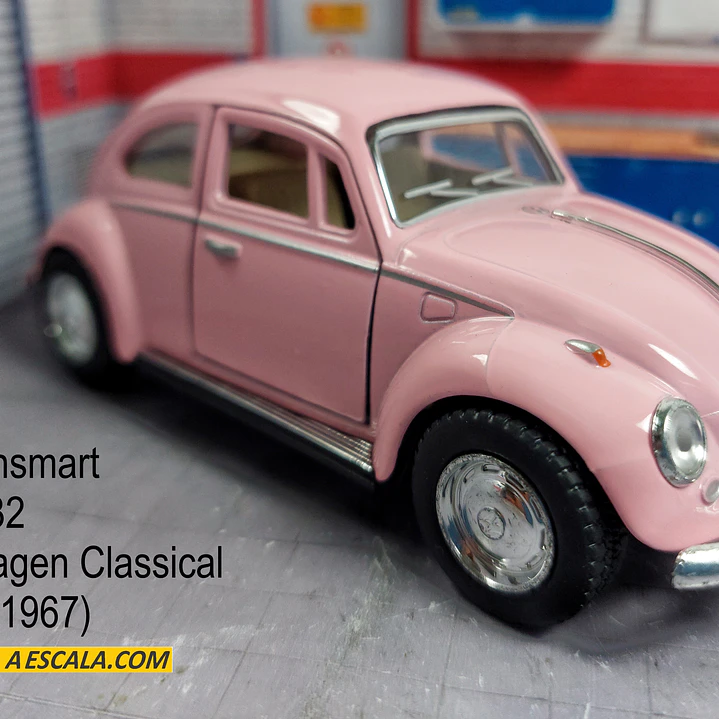 VOLKSWAGEN ESCARABAJO ROSADO , En Escala 1/32, De Colección 1