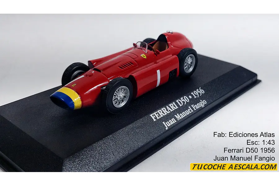Ferrari D50 1956 Juan Manuel Fangio, Ediciones Atlas, Escala 1-43