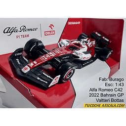 Alfa Romeo C42 2022 Bahrain GP Valtteri Bottas, Burago, Escala 1-43