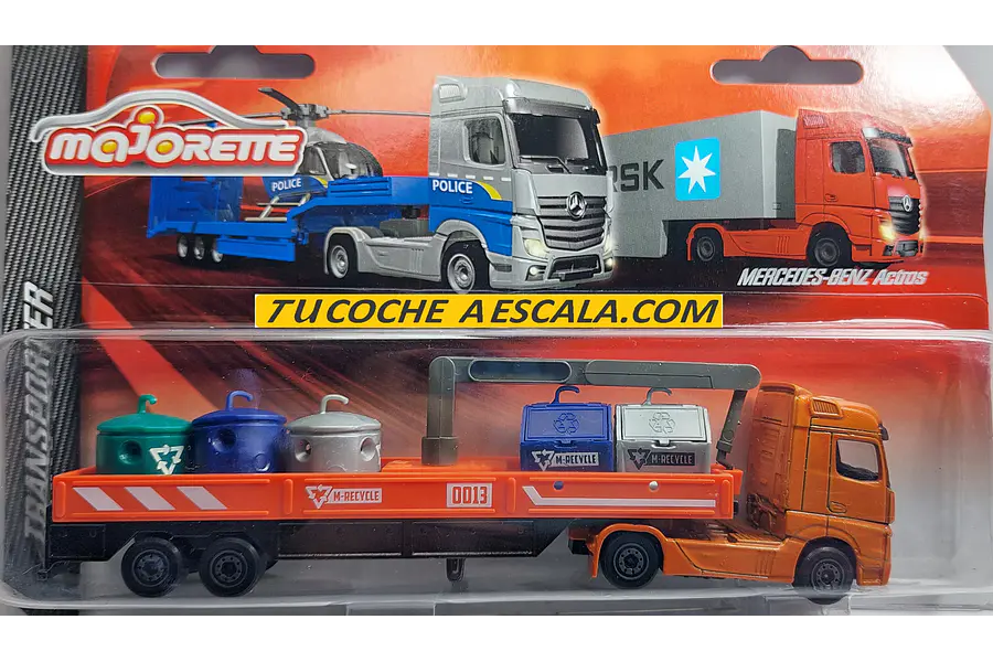 Camión Mercedes-Benz Actros de Reciclaje, Majorette, Escala 1-87