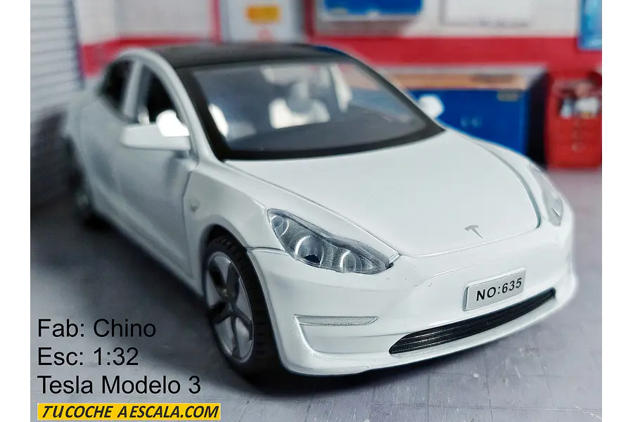 Tesla Modelo 3 BLANCO, Chino, Escala 1-32