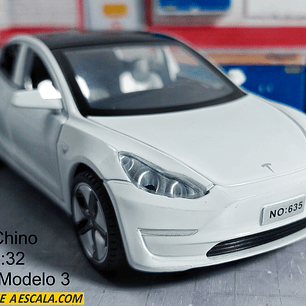 Tesla Modelo 3 BLANCO, Chino, Escala 1-32
