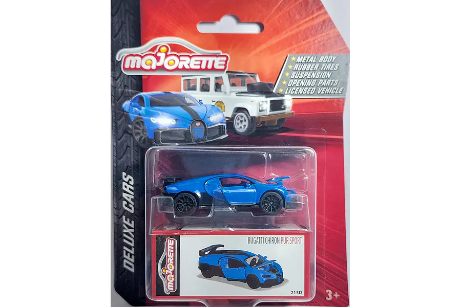BUGATTI CHIRON azul , Escala 1:64, Marca MAJORETTE ﻿COLECCION 2022