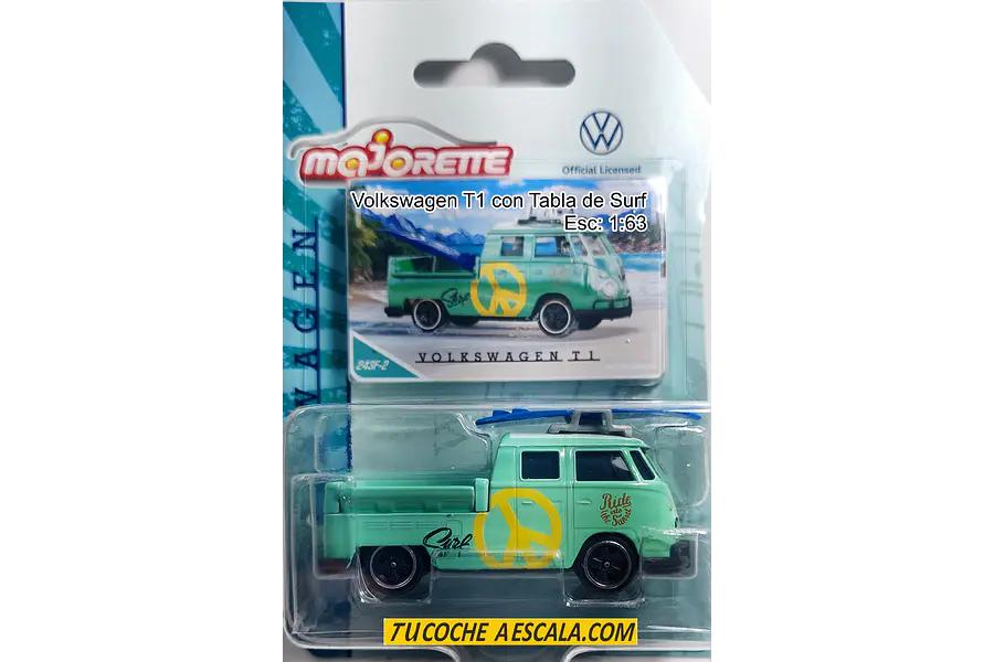 VOLKSWAGEN T1 hippie, Escala 1:64, Marca MAJORETTE 