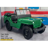 Jeep Willys 1941 verde ,carro A Escala 1/36, marca welly