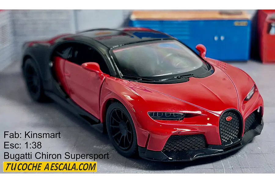 BUGATTI CHIRON ROJO  ESCALA 1/36 ,MARCA KINSMART