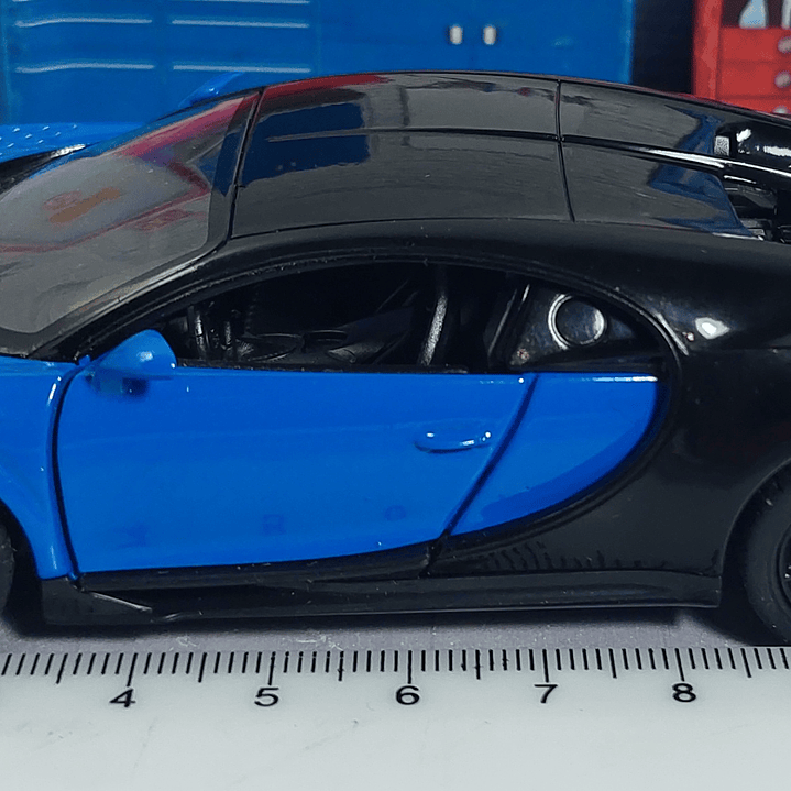 BUGATTI CHIRON AZUL 1/36 ,KINSMART EN CAJA 2