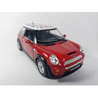 Mini Cooper S ROJO bandera,  Escala 1/28 marca kinsmart  
