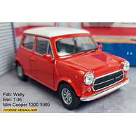 Mini Cooper 1300 rojo Escala 1/36 , MARCA WELLY