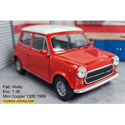 Mini Cooper 1300 rojo Escala 1/36 , MARCA WELLY