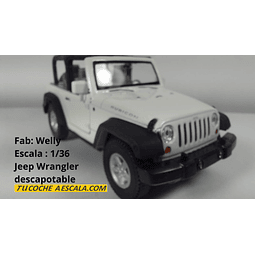 Jeep Wrangler Rubicon Blanco DESCAPOTADO Escala 1/36 Marca Welly