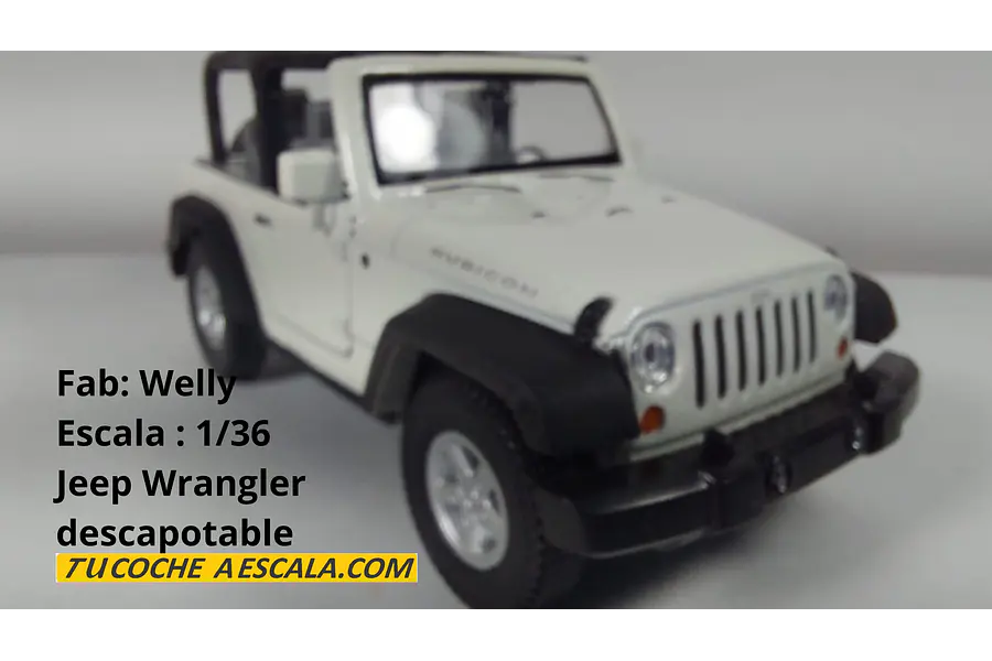 Jeep Wrangler Rubicon Blanco DESCAPOTADO Escala 1/36 Marca Welly