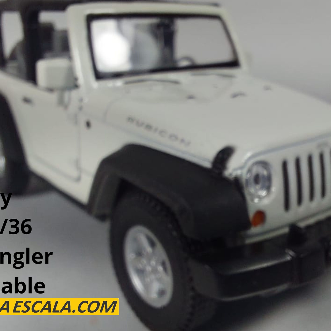 Jeep Wrangler Rubicon Blanco DESCAPOTADO Escala 1/36 Marca Welly 1