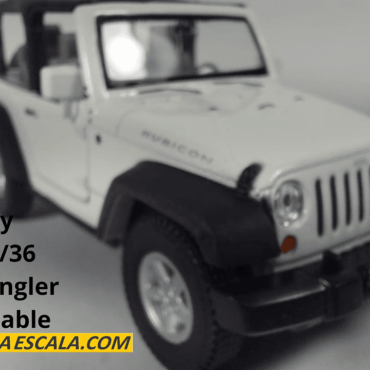 Jeep Wrangler Rubicon Blanco DESCAPOTADO Escala 1/36 Marca Welly 1