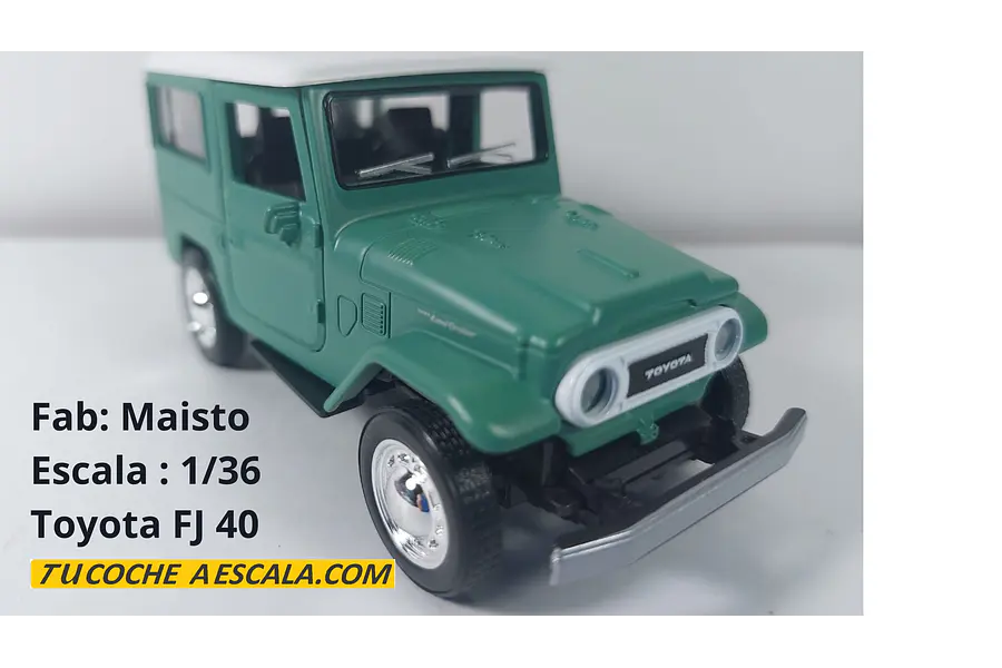 toyota fj 40 verde , A Escala 1/36 marca maisto 