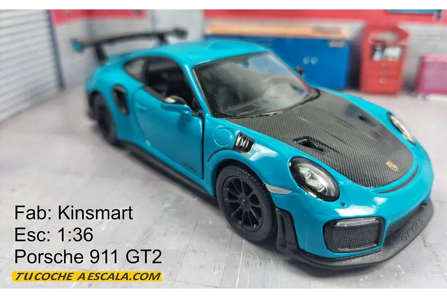 Porsche 911 Gt2 Rs AZUL , Escala 1/36, marca kinsmart