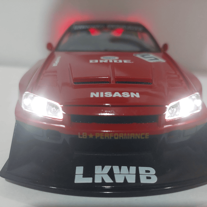 Nissan Skyline Gtr LKWB ESCALA 1:24 MARCA JINLIFANG, ROJO 3