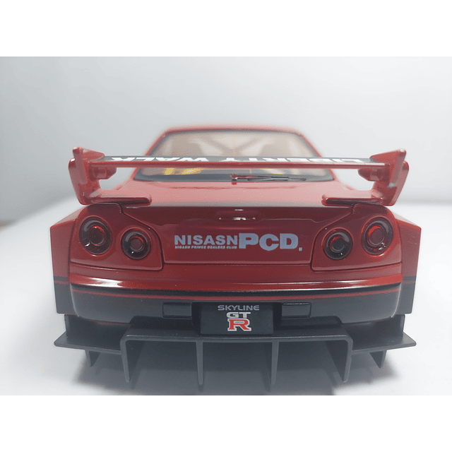 Nissan Skyline Gtr LKWB ESCALA 1:24 MARCA JINLIFANG, ROJO