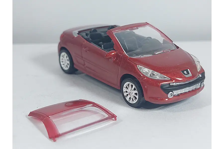 Peugeot 207cc ROJO, Escala 1/64, Marca Norev 
