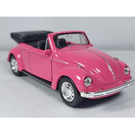 VOLKSWAGEN ESCARABAJO CONVERTIBLE ROSADO , MARCA Welly, Escala 1-36