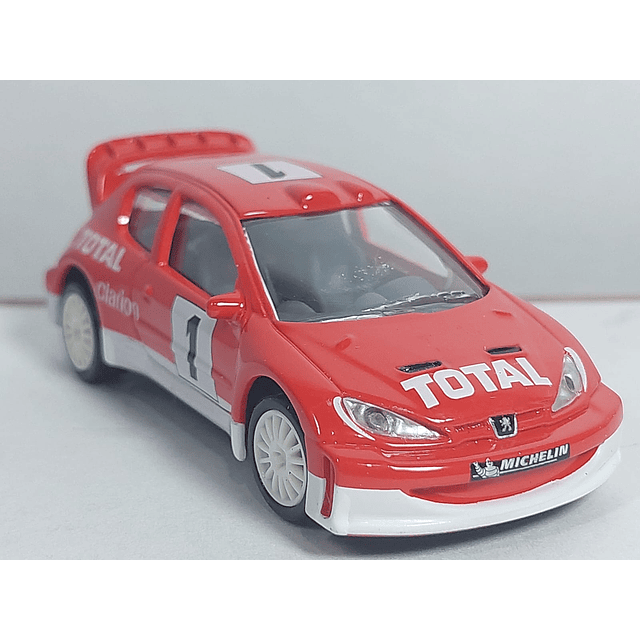 Peugeot 206 WRC ROJO, Escala 1/64, Marca Norev 