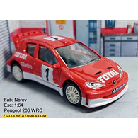 Peugeot 206 WRC a escala 1/64 rojo – Norev