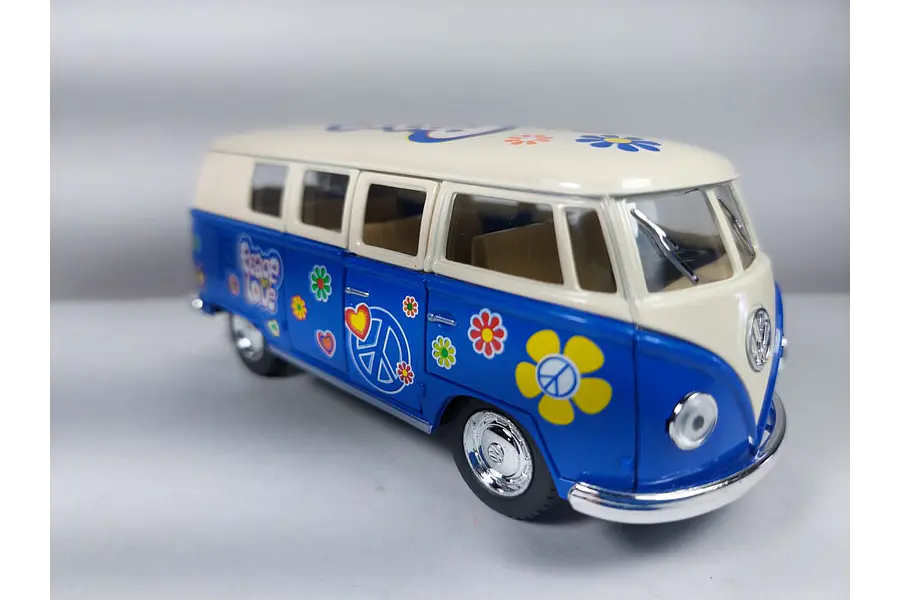 Volkswagen Bus  1963 AZUL Kinsmart, Escala 1-34 PAZ